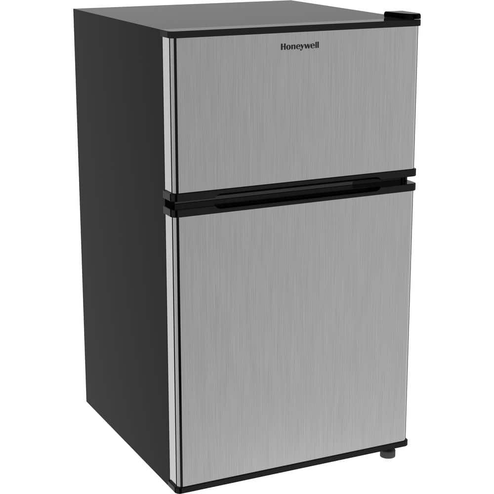 Honeywell 3.1 cu. ft. 2 Door Compact Refrigerator in Stainless Steel with Freezer, Silver