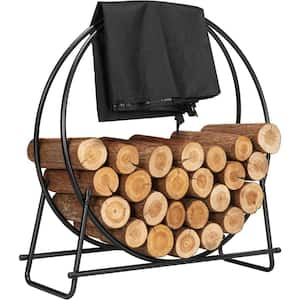 30 in. Heavy Duty Indoor/Outdoor Round Firewood Log Rack with Cover