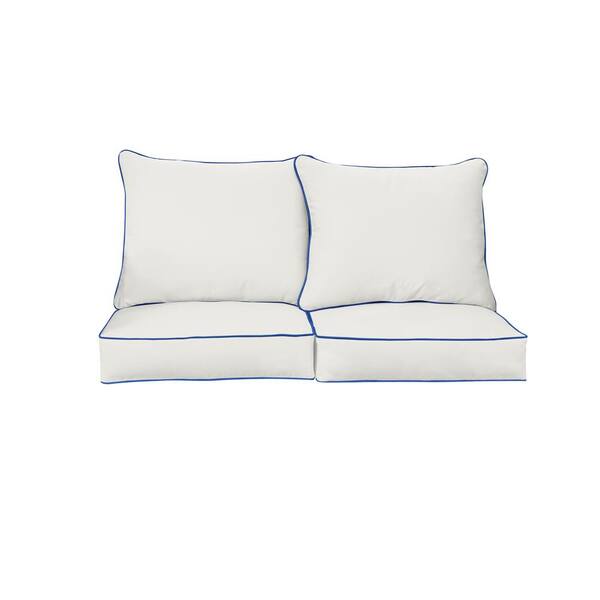 SORRA HOME 27 x 23 x 22 (4-Piece) Deep Seating Indoor/Outdoor Loveseat Cushion in Sunbrella Canvas Natural