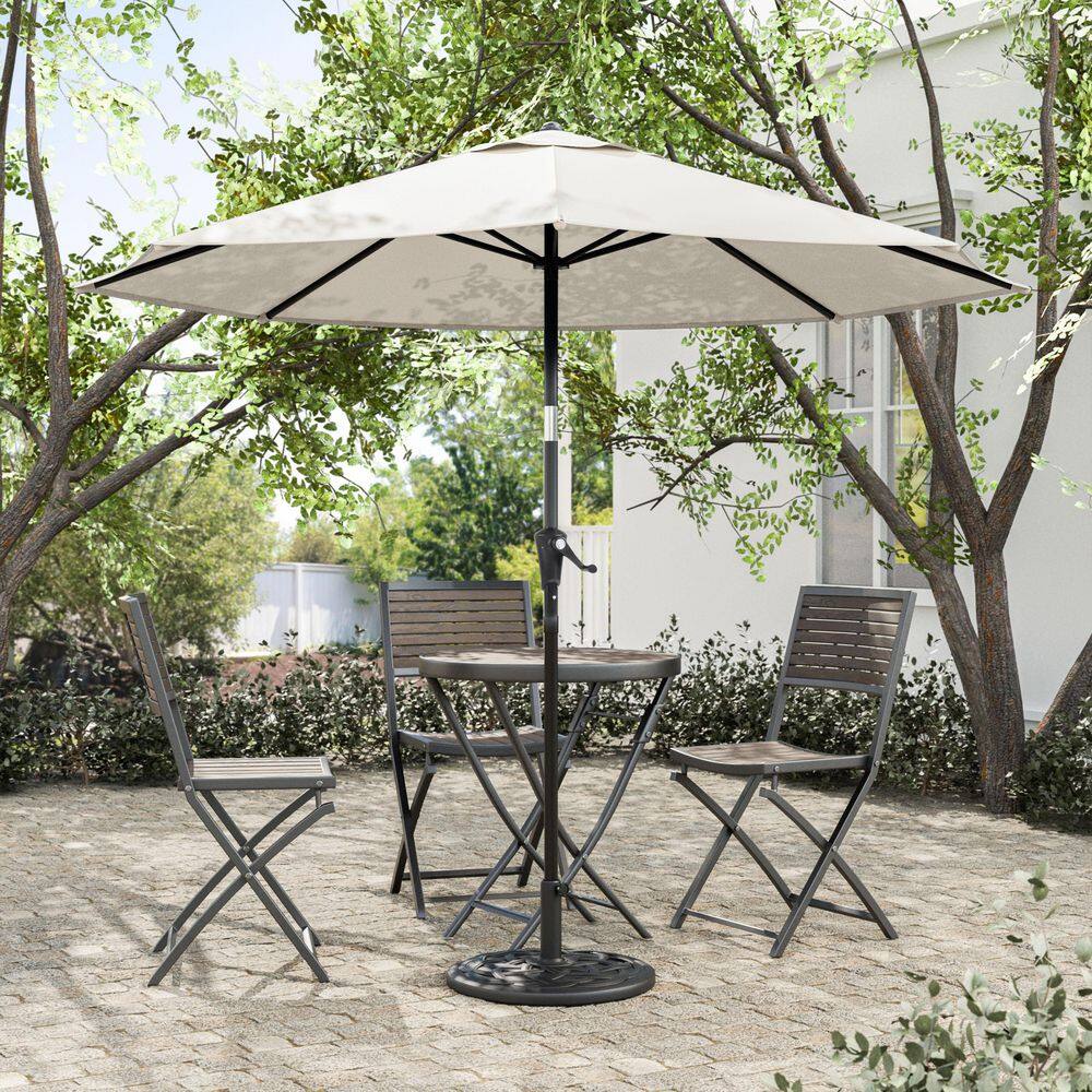 american patio umbrellas Furniture of America Ermine 9 ft. Steel Market Tilt Patio Umbrella in Beige With Carrying Bag