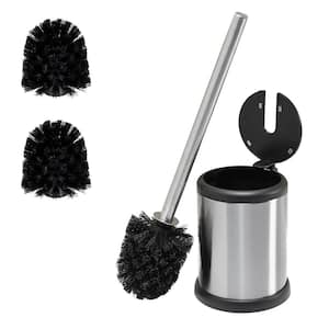 Self Closing Lid Toilet Brush and Holder with 2-Pack Replacement Brushes