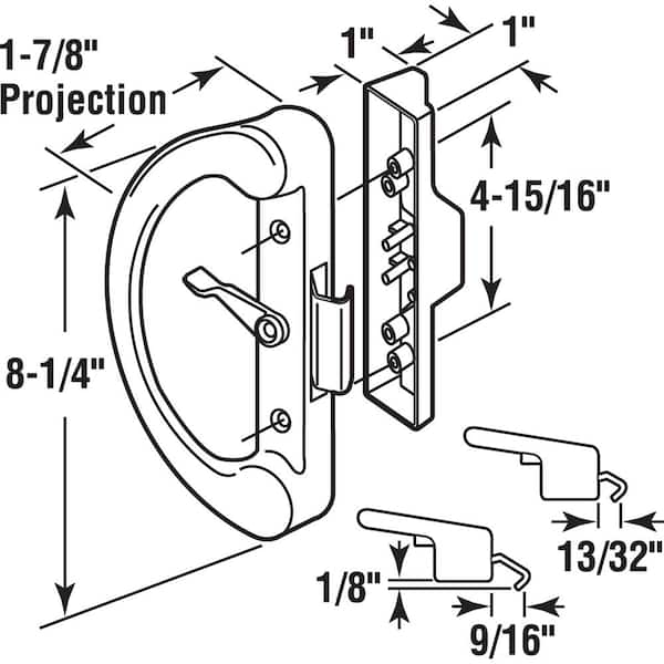 Prime-Line Sliding Glass Door Handle Set, 4-15/16 in., Diecast, Clamp  Style, Surface Mount, Non-Keyed C 1223 The Home Depot