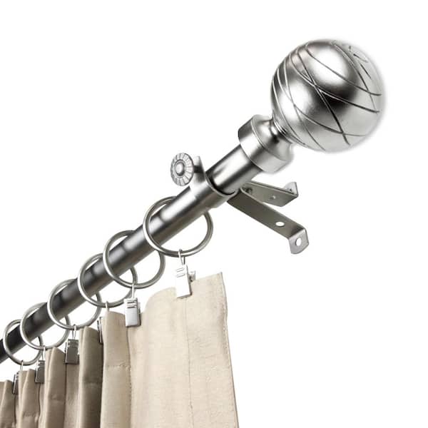 Arman 28 in. - 48 in. Single Curtain Rod in Satin Nickel