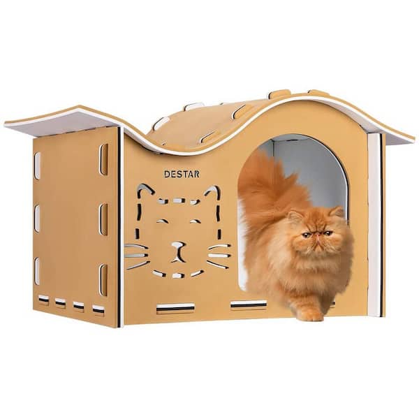 VIVOHOME 15.7 in. Waterproof EVA Cat House with Wavy Roof