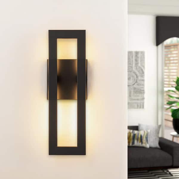 Emily 1-Light Black Hardwired Outdoor Contemporary LED Cylinder Wall Sconce