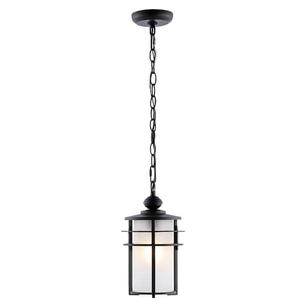 SAFAVIEH Adisyn 25-Watt 1-Light Black Pendant-Light with Glass Shade