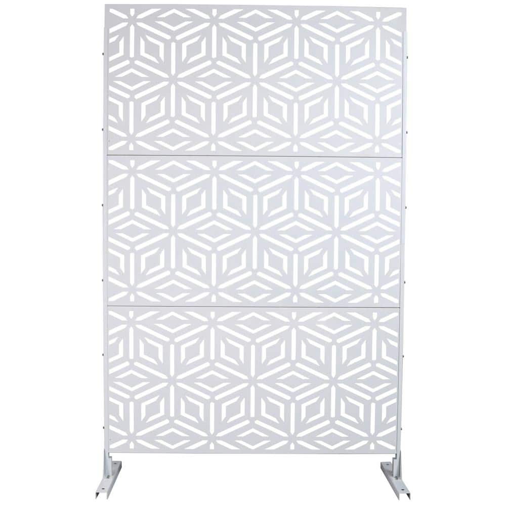 6.3 ft. x 4 ft. White Steel Freestanding Flat Flat Top Decorative Privacy Screen Metal Fence Panel price history on PriceWatchPro