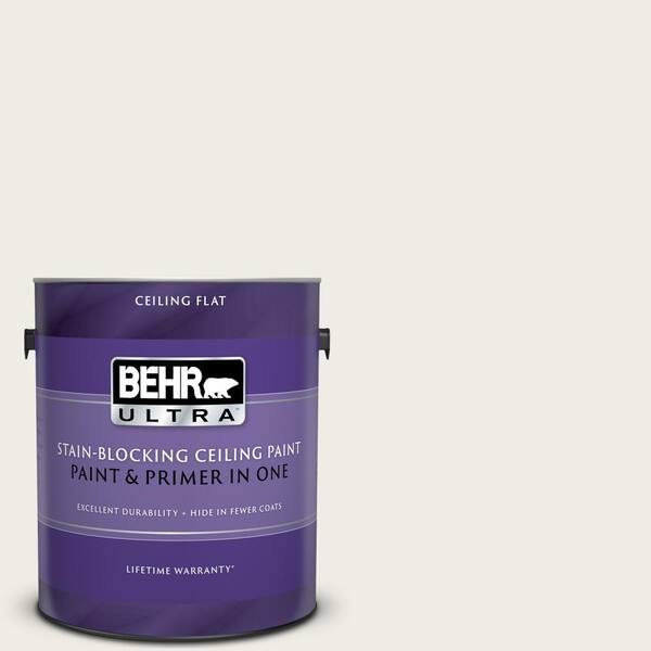 BEHR ULTRA 1 gal. # UL170-12 Silky White Ceiling Flat Interior Paint and Primer in One