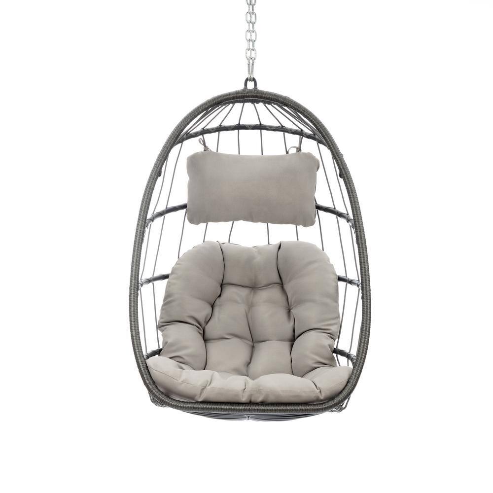 2.13 ft. Outdoor Indoor Wicker Rattan Swing Chair Hammock Chair with Alumin