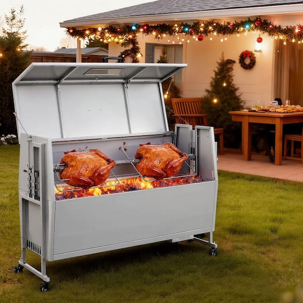 Rotisserie Grill w/ 132 LBS. Capacity, 4-Level Height, 38W BBQ Outdoor Pig & Lamb Spit Roaster, Charcoal Spit Roaster