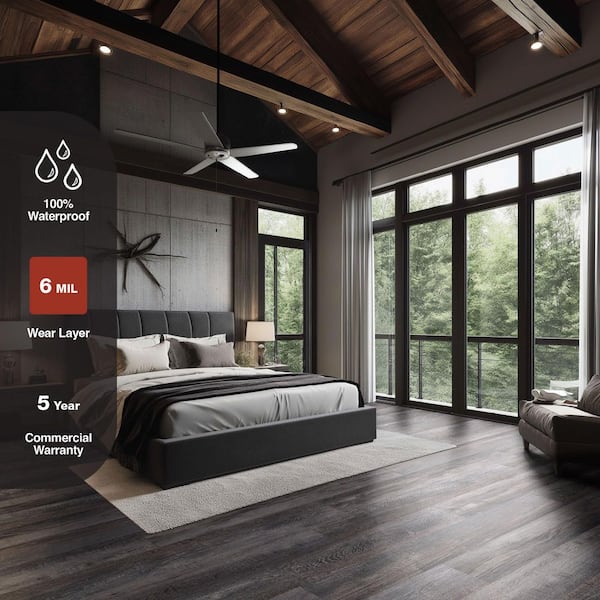 Buford 6 MIL x 6 in. W x 36 in. Smoky Gray Click Lock Waterproof Luxury Vinyl Plank Flooring (23.95 sq. ft./Case)