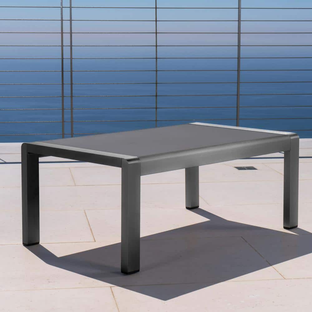 Cape Coral Grey Aluminum and Glass Outdoor Coffee Table