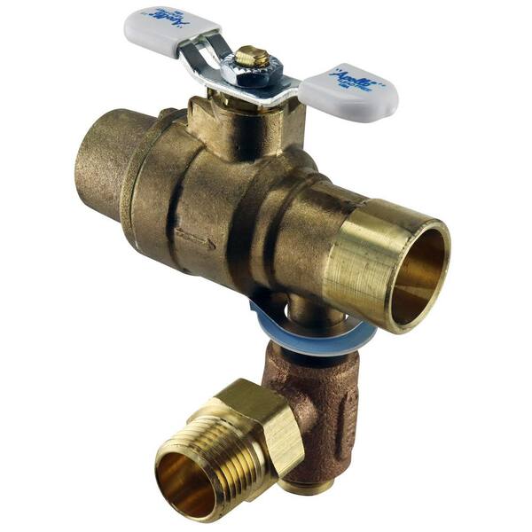 Apollo 3/4 in. LF Brass Full Port Solder Ball Valve with Integral Thermal Expansion Relief Valve 1/2 in. NPT/Solder Outlet