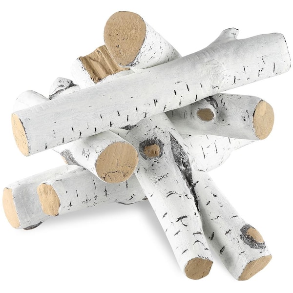 6 Pcs Oak Logs Gas Fireplace Ceramic Logs 10 in. Vented Vent-Free for Fireplace Heat-Resistant Gas Fireplace Logs