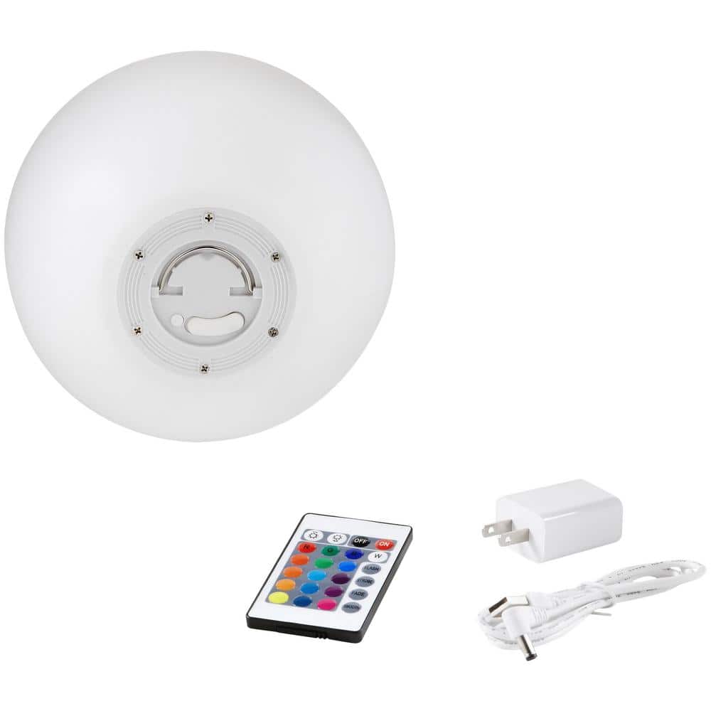 Hampton Bay 8 in. Battery Operated White LED Path Light RGB Changing Globe - The Depot