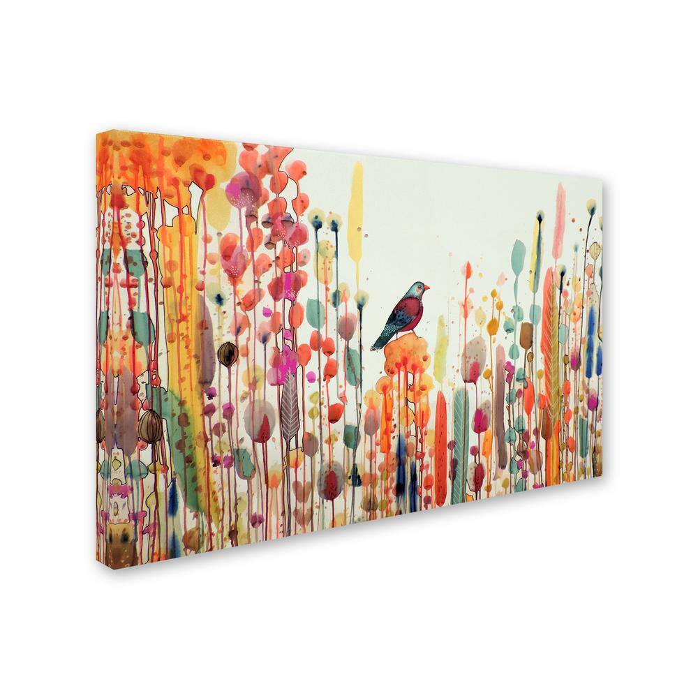 Large Multicolor Abstract Canvas Print with Bird Design