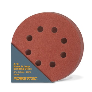5 in. 320-Grit Aluminum Oxide Hook and Loop 8-Hole Disc (25-Pack)