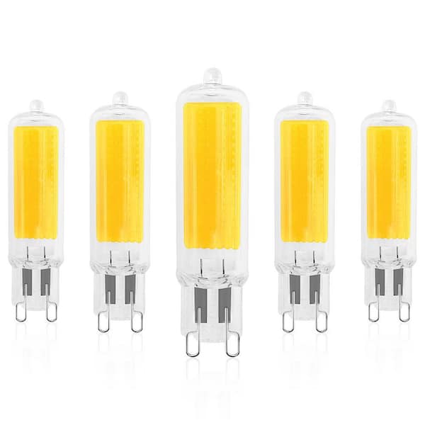 LUXRITE 50-Watt T4 G9 Halogen Equivalent G9 LED Bulb Dimmable 4.5-Watt 3500K 450 Lumens Glass G9 Bi Pin Base (5-Pack)