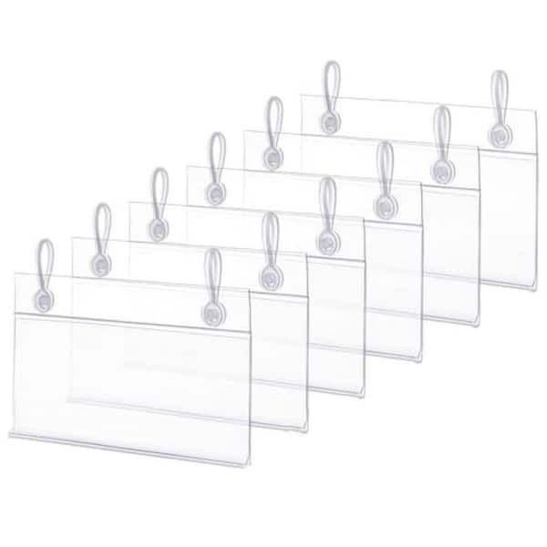 Unbranded Plastic Wire Shelf Label Holders 3.2 x 2.3 Clear Price Tag Holder Reusable with Snap Lock for Market Retail Shop Pantry