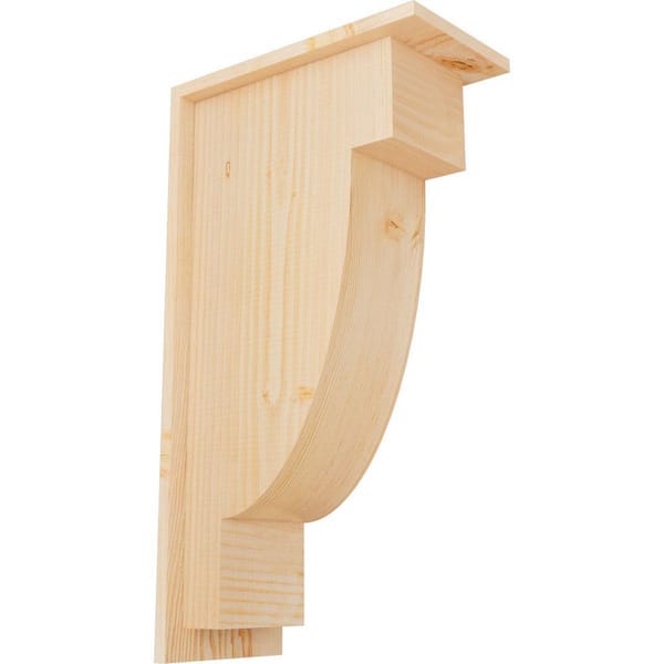 Ekena Millwork 7-1/2 in. x 14 in. x 26 in. Douglas Fir Alpine Smooth Corbel with Backplate