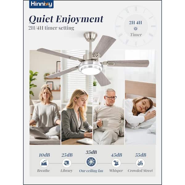 48 in. Nickel White Indoor/Covered Outdoor Dimmable LED 6-Speed Downrod Standard Ceiling Fan with Lights, Remote Control