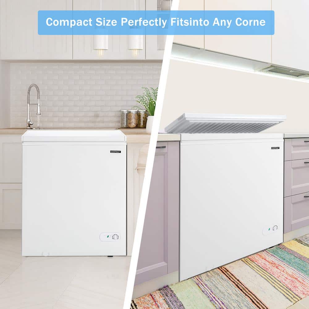 Compact White 5.2 Cu.ft Chest Freezer with 3 Baskets