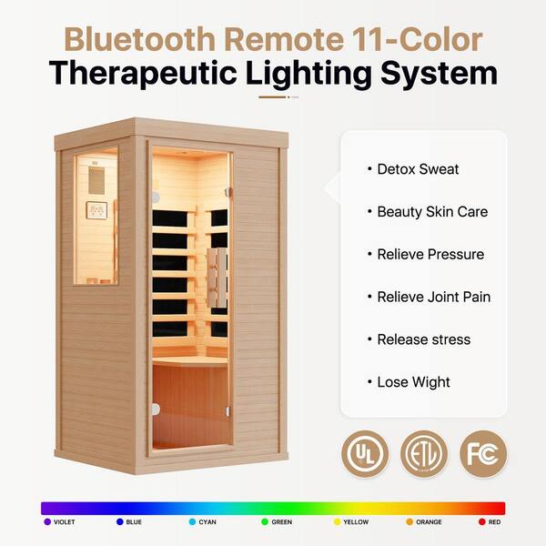 KZG 1-Person Indoor Hemlock Infrared Sauna with 4 Carbon Fiber Far