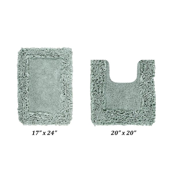 Better Trends Shaggy Border Collection 2 Piece Sage 100% Cotton Bath Rug Set - (17" x 24" : 20" x 20")