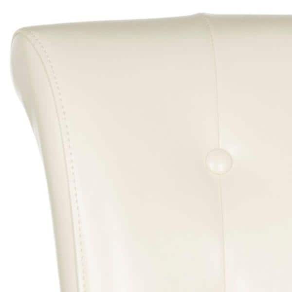 Espresso Birchwood and Flat Cream Bicast Leather Counter Stool