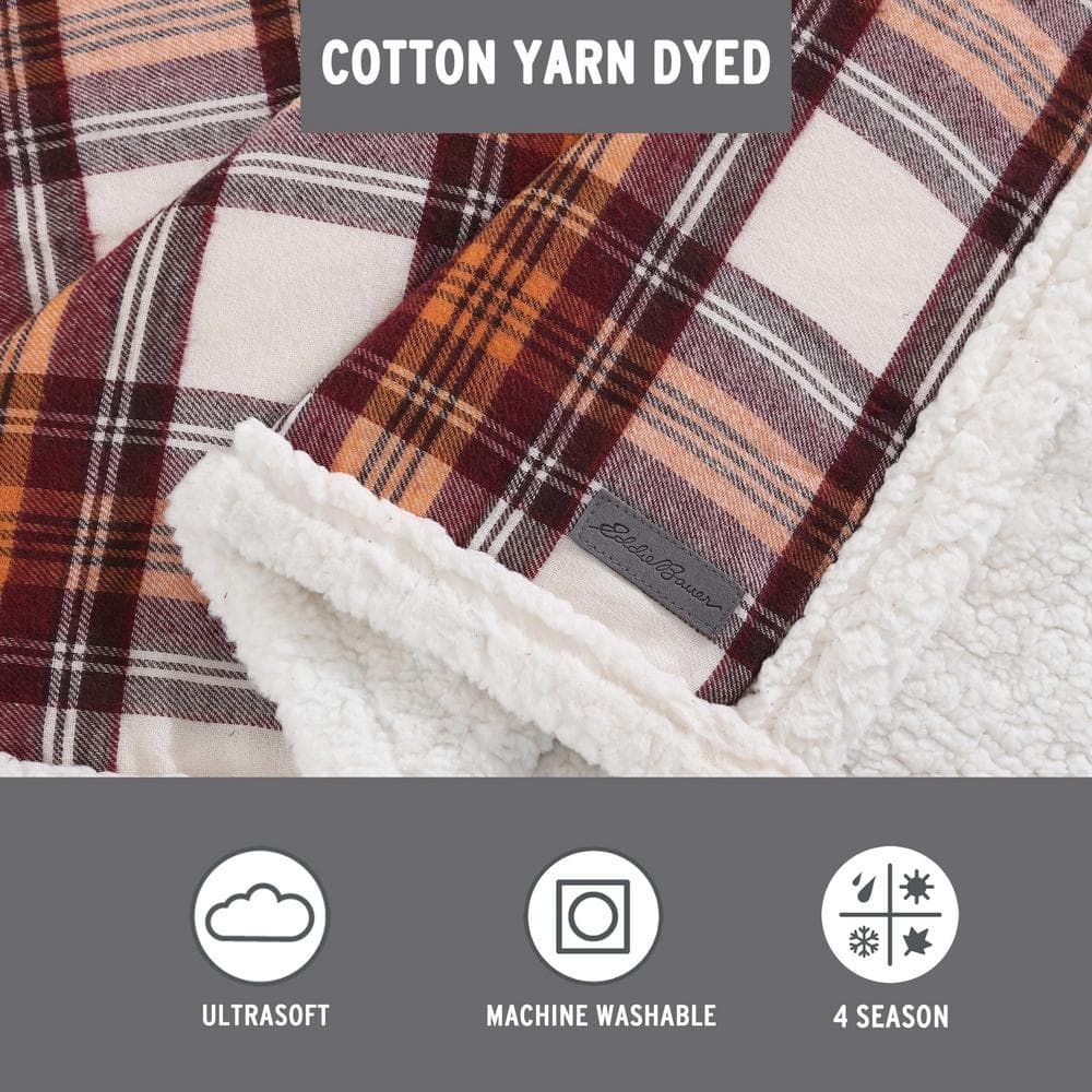 Cozy Cabin 50"x60" Red Plaid Sherpa Fleece Reversible Throw