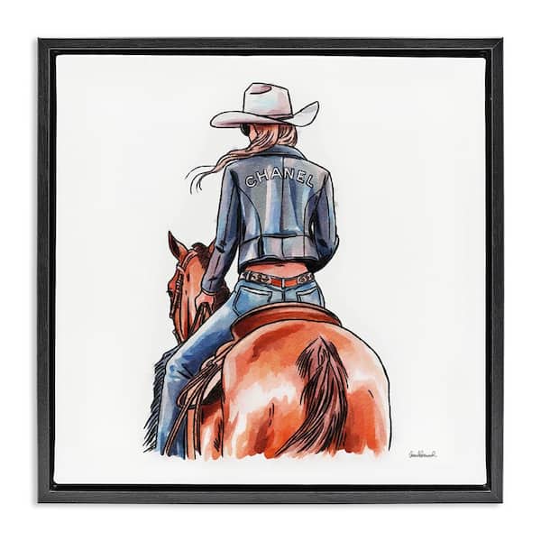 Stupell Industries Minimal Glam Cowgirl by Amanda Greenwood Black Floater Frame People Graphic Art Print 18 in. x 18 in.