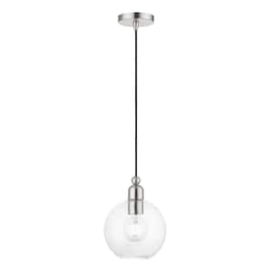 Downtown 1-Light Brushed Nickel Island Pendant with Clear Sphere Glass