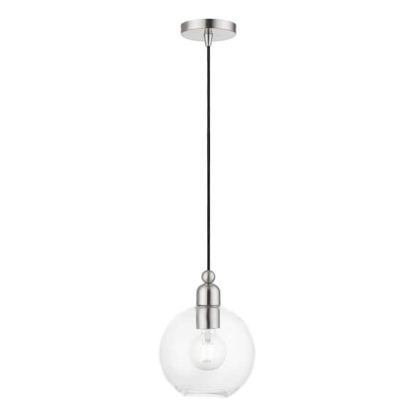 Livex Lighting Downtown 1-Light Brushed Nickel Island Pendant with Clear Sphere Glass