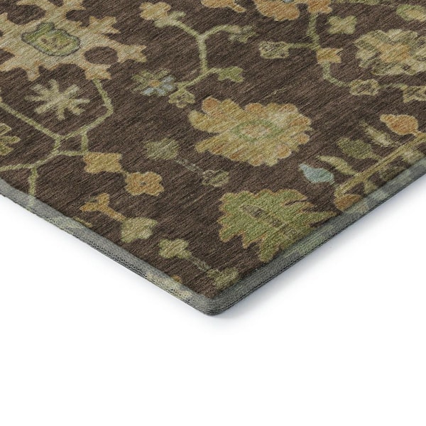 Mayfield Premium Machine Washable Abstract AMF1930 Brown 2 ft. x 7 ft. Runner Rug