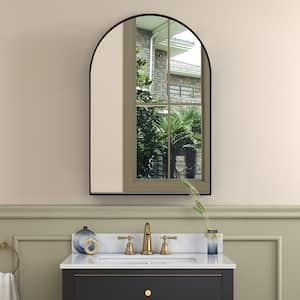 20 in. W x 30 in. H Arched Black Aluminum Alloy Framed Wall Mirror Classic Accent Mirror