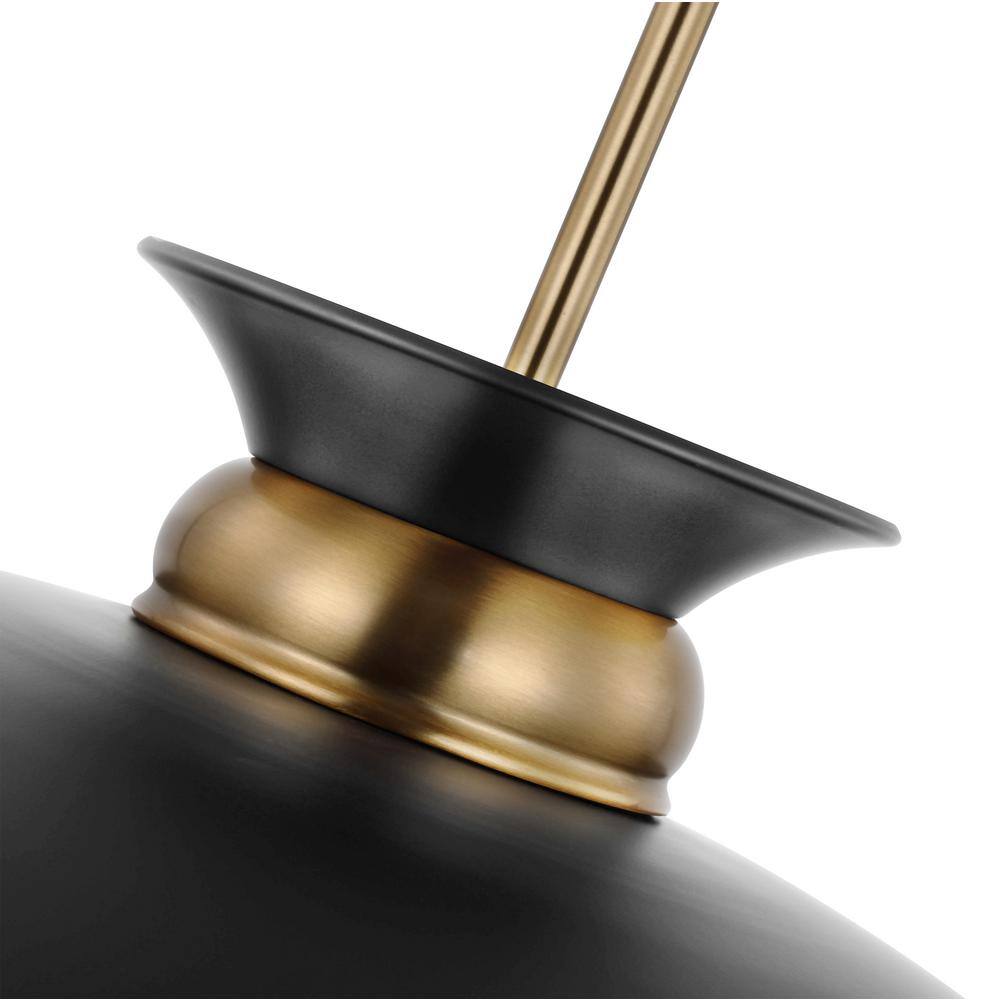 Matte Black and Burnished Brass 15" Pendant Light