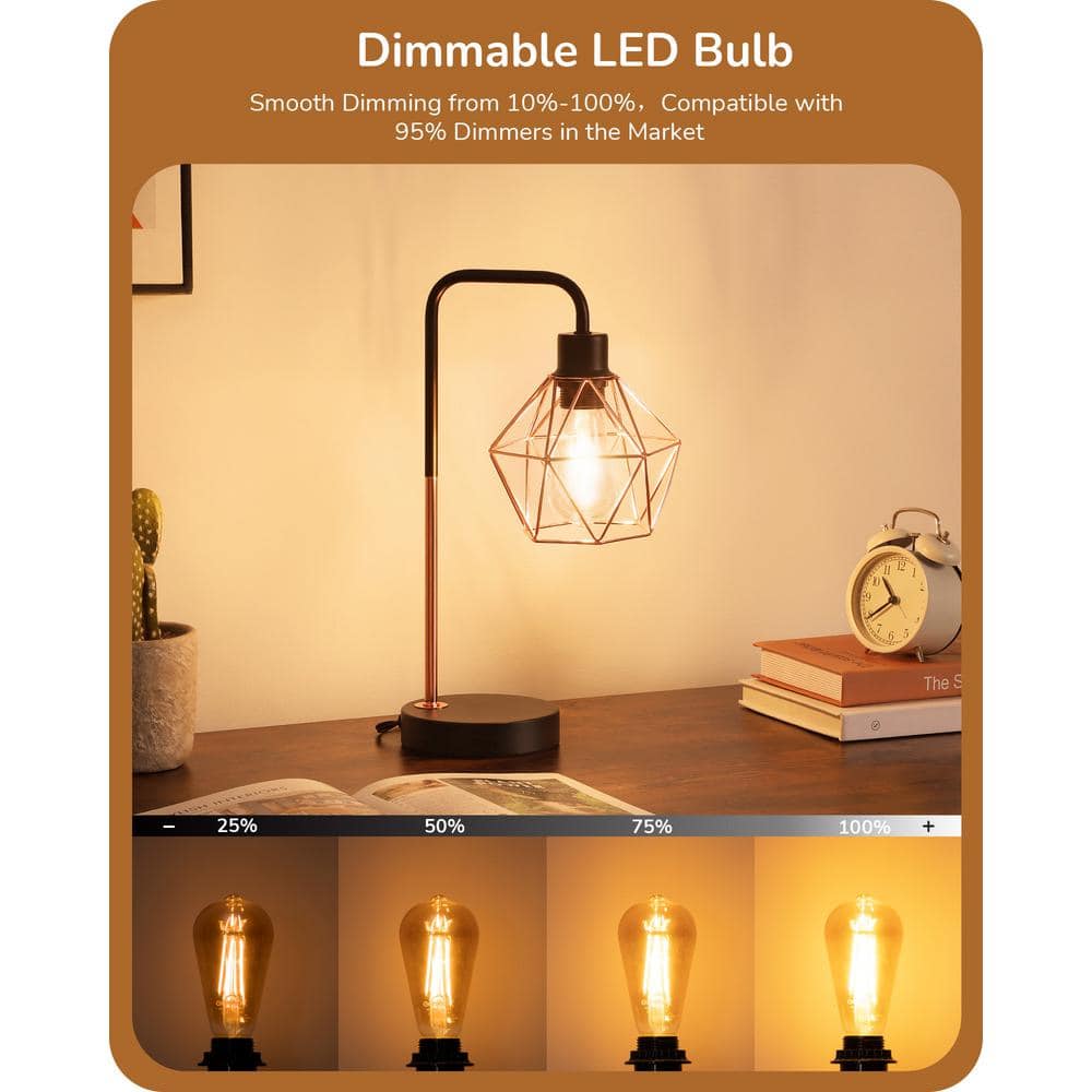 Amber Glass Vintage Edison LED Light Bulbs, 2200K Warm, 6-Pack
