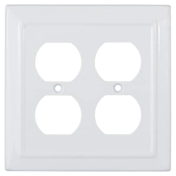 Monarch Abode Architectural 2-Gang 2 Duplex Outlet Wall Plate (Classic White)