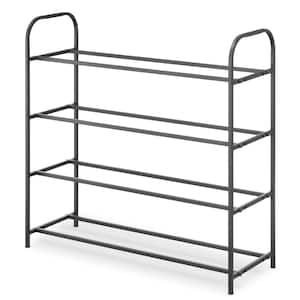 J&V Textiles 40 in. H x 43 in. W 30-Shoe-Pair Black Stainless Steel Stackable Shoe Rack