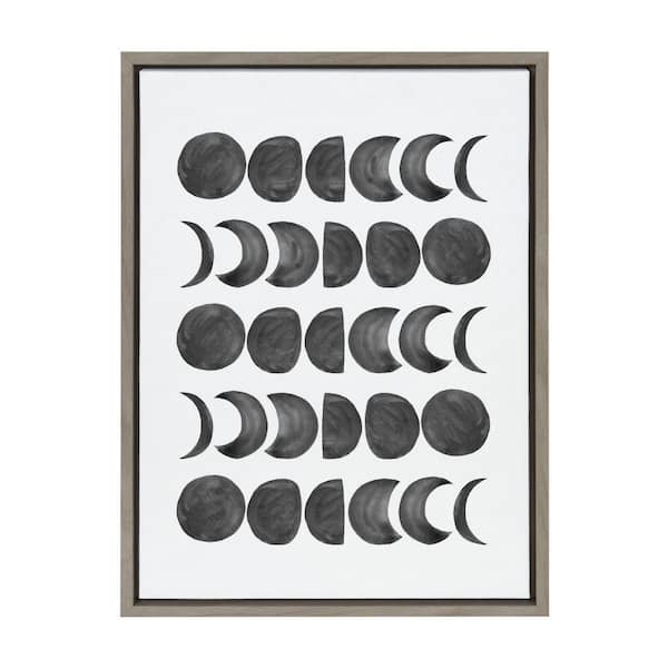 Kate and Laurel Sylvie 901 Moon Phases Black on White by Teju Reval of SnazzyHues Framed Art Print 24 in. x 18 in.