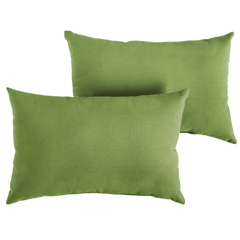 Sunbrella Cilantro Green Rectangular Outdoor Knife Edge Lumbar Pillows (2-P