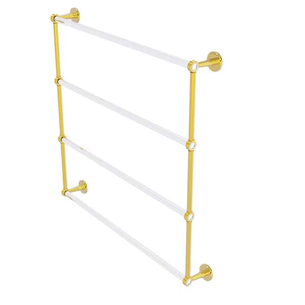 Allied Brass Clearview 4-Tier 36 in. Ladder Towel Bar with Groovy Accents in Polished Brass