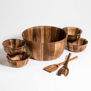 7-Piece Extra Large Salad Bowl with Servers and 4 Individuals