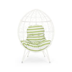 Gavilan White Wicker with Green Removable Cushions Side Chair