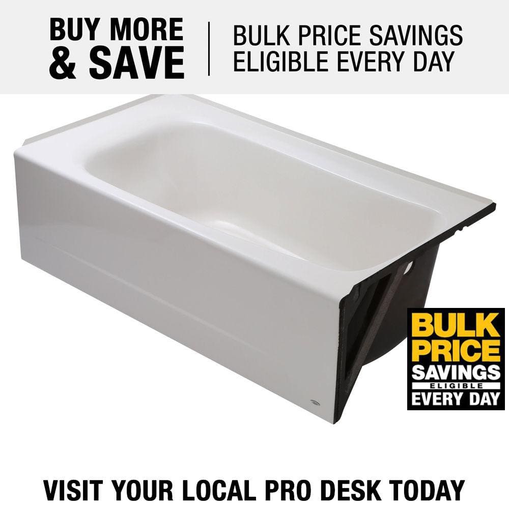 Cambridge 60'' White Cast Iron Alcove Soaking Bathtub