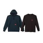 Men's 3X-Large Blue Heavy-Duty Cotton/Polyester Long-Sleeve Hoodie Pullover and Large Black Long-Sleeve Pocket T-Shirt