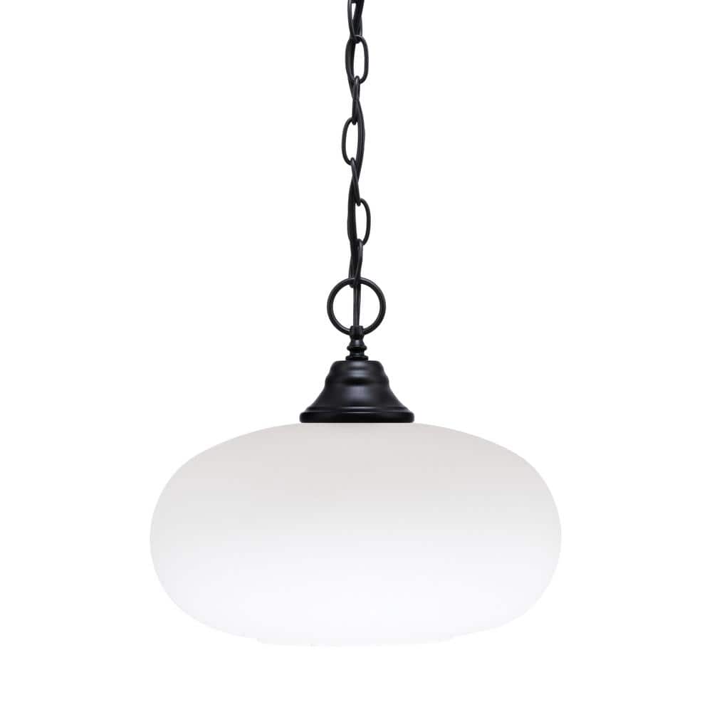 Kingston 100-Watt 1 Light Matte Black Finish Shaded Pendant Light with 13 i