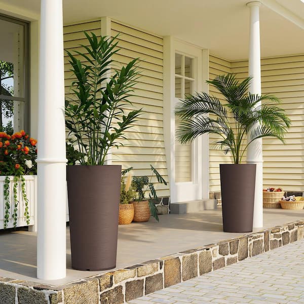 Outsunny Brown Indoor/Outdoor PP Plastic Tall Planter Set (15.4 in
