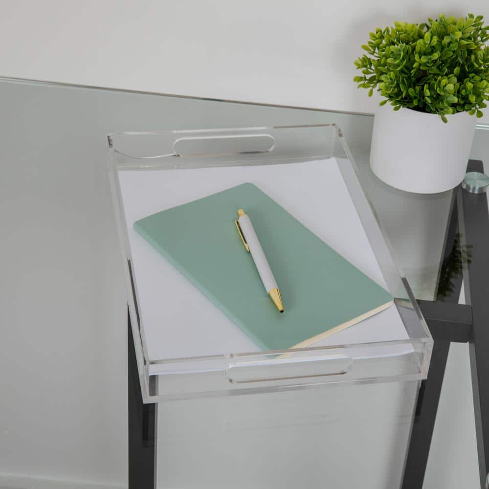 Clear Acrylic Letter Tray with Handles and Anti-Slip Feet
