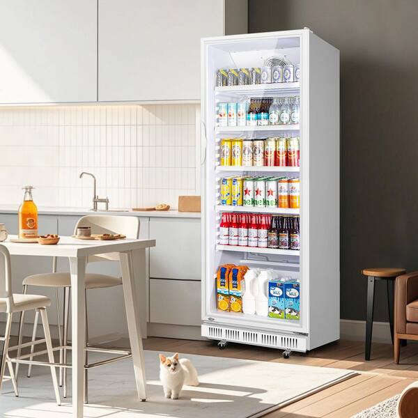 Hooure 24.41 in. Commercial 600-Can Beverage Cooler with Lock